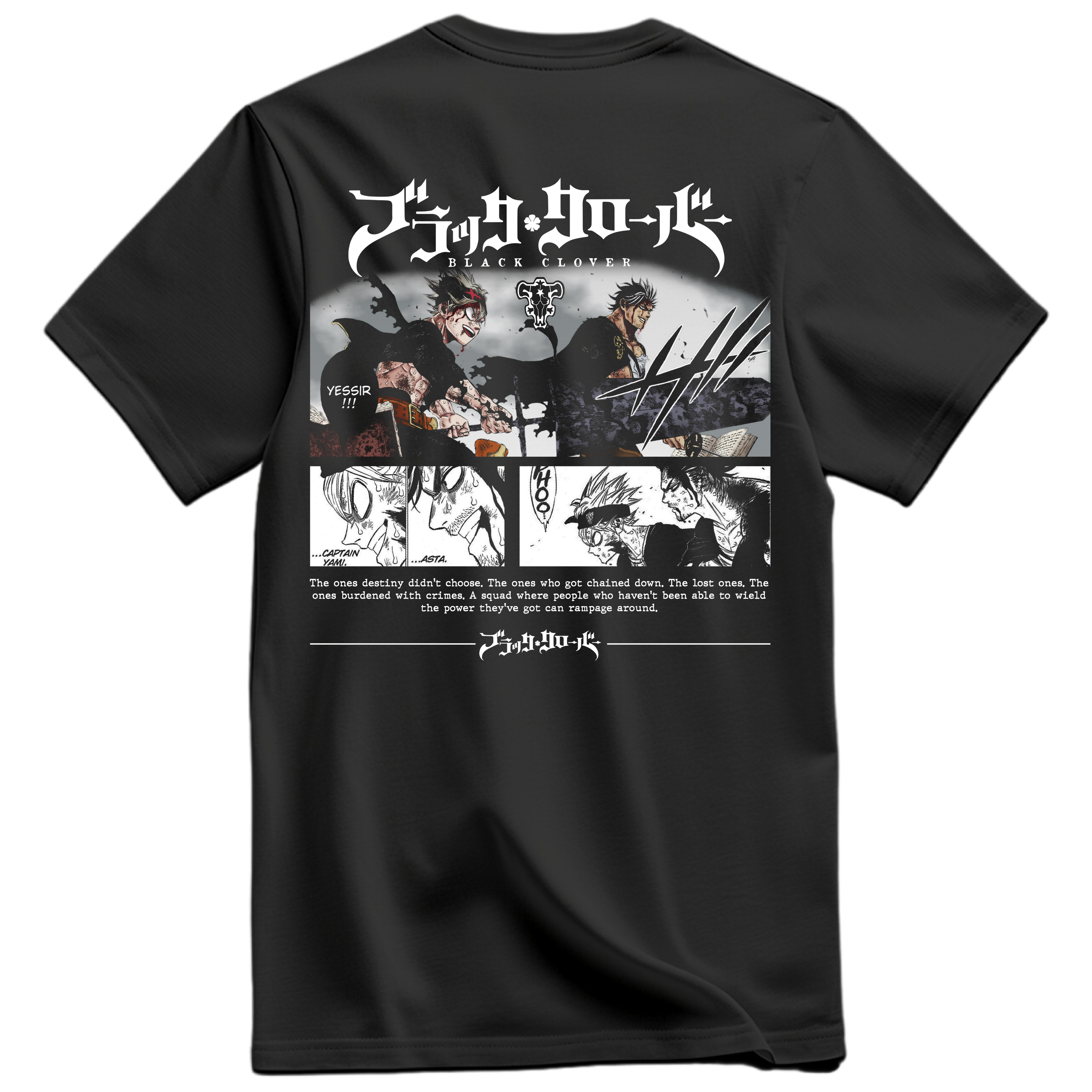 Playera Black Clover Frente y Espalda