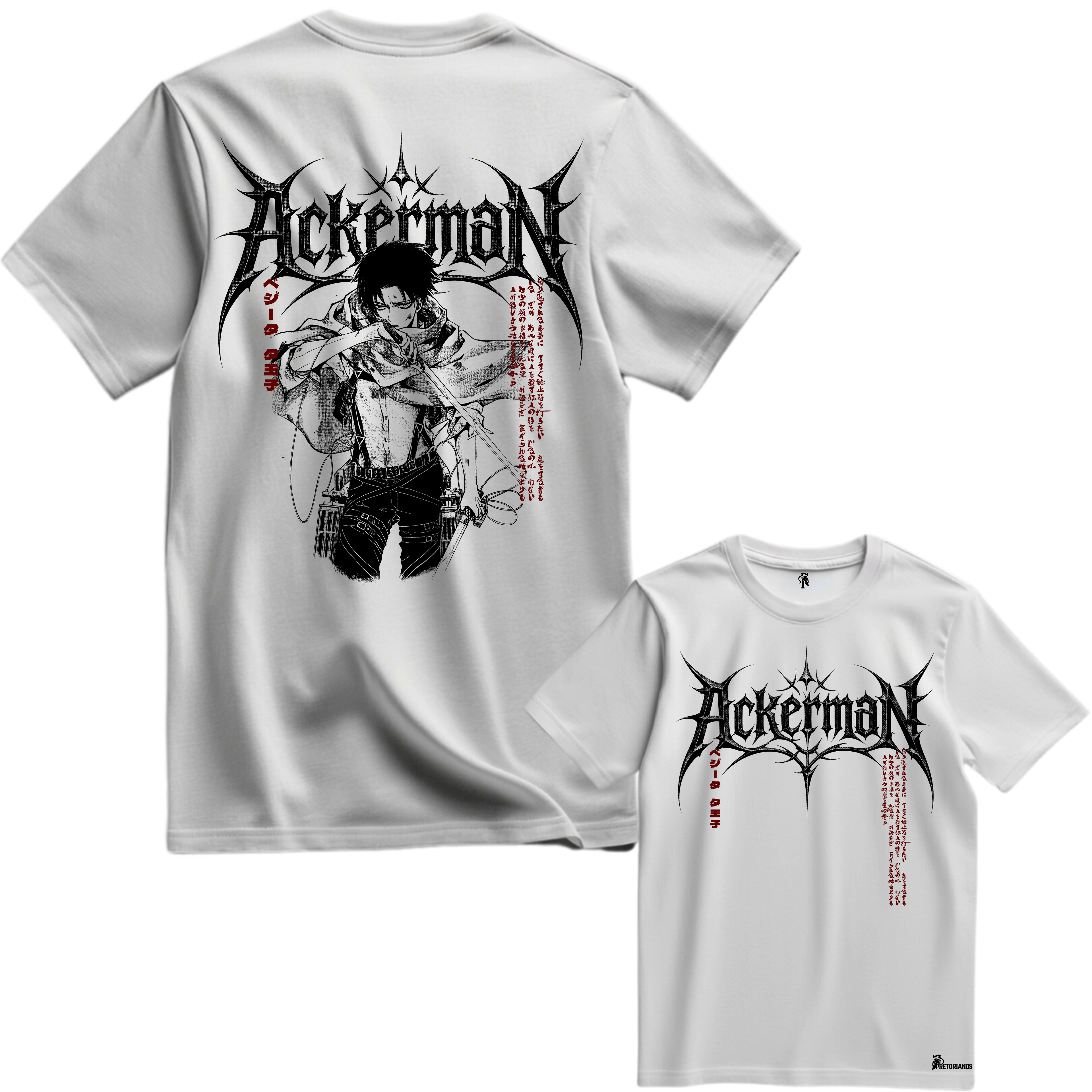 Playera Levi Ackerman Frente y Espalda - Shingeki No Kyojin